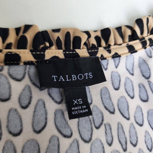 Talbots Women's Short Sleeve Dress Black Beige Pebble Stretch Midi Sz XS - Picture 11 of 15